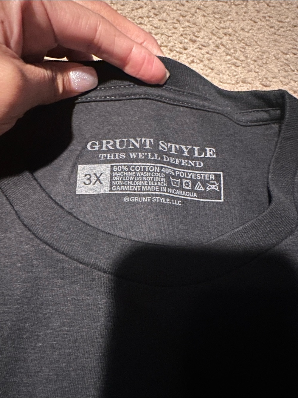 Grunt Style Men's Charcoal Gray Logo Crew Neck Tee